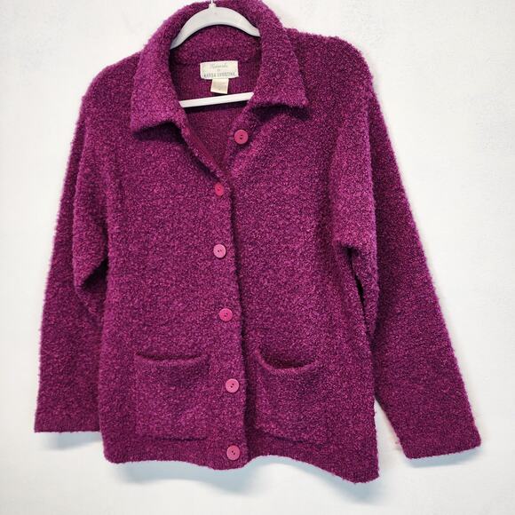 Vintage Marisa Christina Cardigan Sweater Size S Purple Wool Blend Boucle Knit - Picture 1 of 10